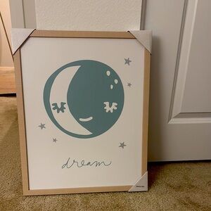 Dream Moon Wall Art - Blue and White . 11 inch by 21 inch
